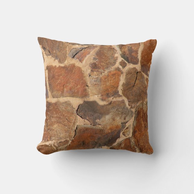 Coussin D'or chaud de photo de structure de mur en pierre (Recto)