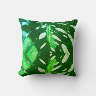 Coussin d'oreiller à la feuille verte funky
