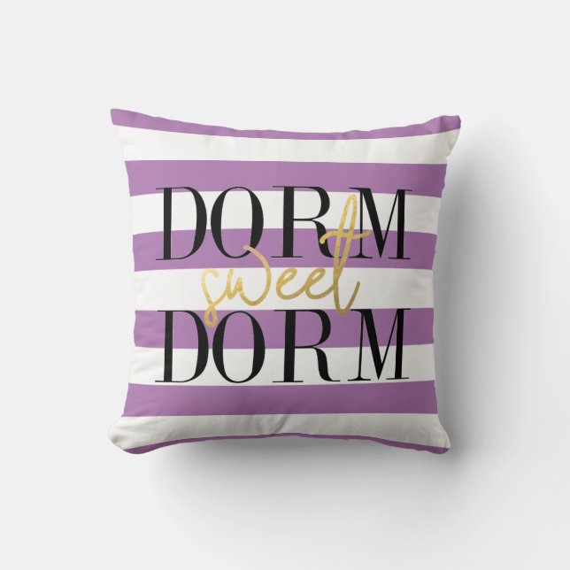 Coussin Dorm Sweet Dorm | Bandes pourpres (Recto)