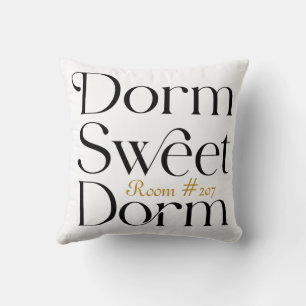 Coussin Dorm Sweet Dorm Numéro de chambre