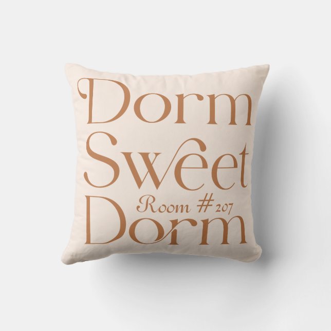 Coussin Dorm Sweet Dorm Numéro de chambre (Verso)