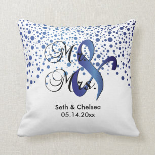 Coussin Dots élégants de saphir Mariage Personnaliser