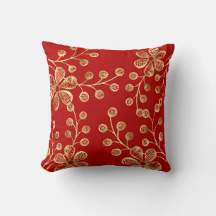 Coussin DOUBLE Cushion BOTANIQUE ROUGE & OR