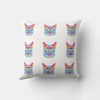 Coussin double face chat pop art coloré