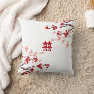 Coussin Double Félicité Fleurs de Cerisier de Mariage Chin