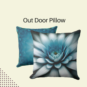 Coussin Double Fleur bleue sur Arrière - plan noir