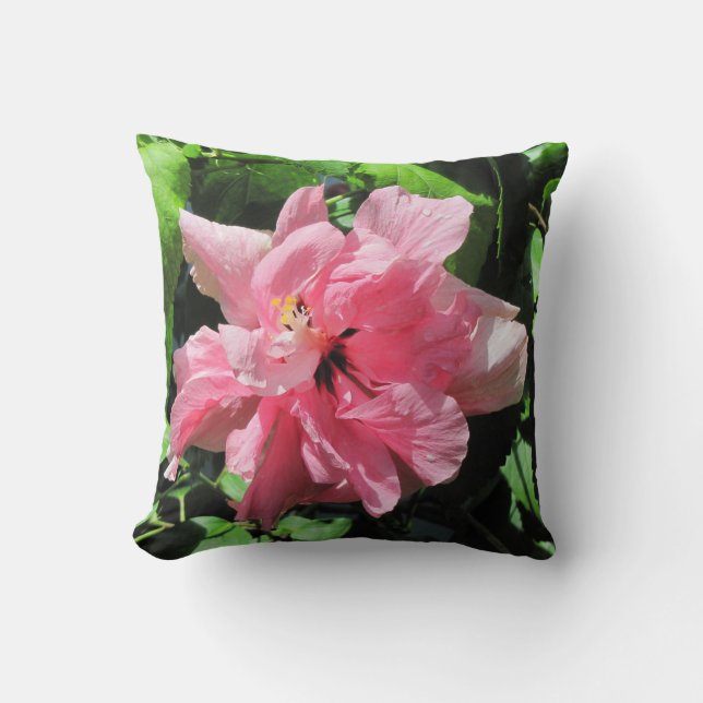Coussin double Hibiscus rose (Recto)