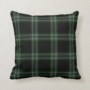 Coussin Double plaid de tartan vert noir