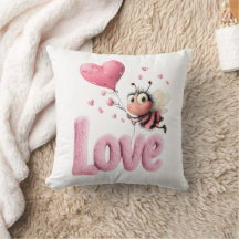 Douce abeille d'amour Cœurs roses 