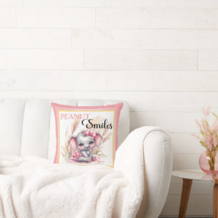 Coussin Douce Éléphant Rose - Sourires de Cacahuète