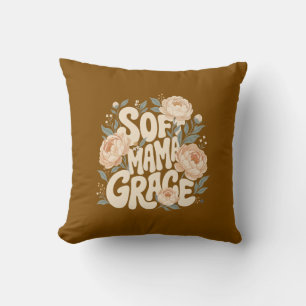 Coussin Douce Maman Grace Typographie Florale Rétro au Plu