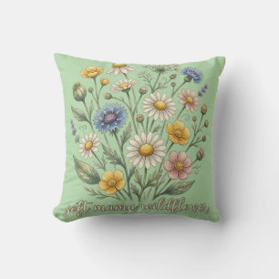 Coussin Douce Maman Wildflower Écriture Florale