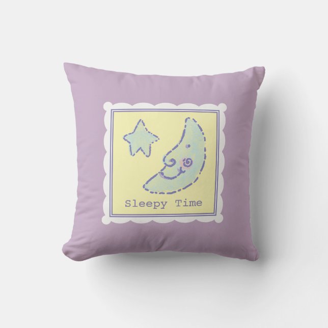 Coussin Douce RêveLune et Étoile Bébé à l'heure du coucher (Recto)