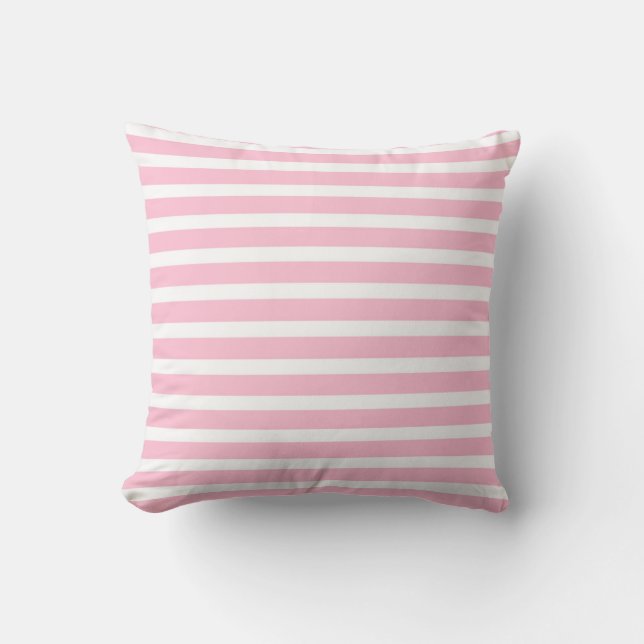 Coussin doucement rose et blanc de rayures (Recto)