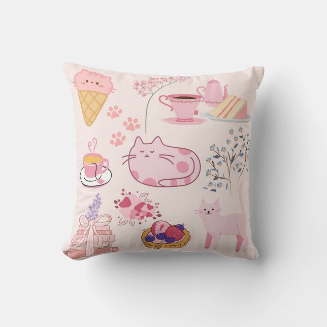 Coussin Douceur des chats roses (Recto)