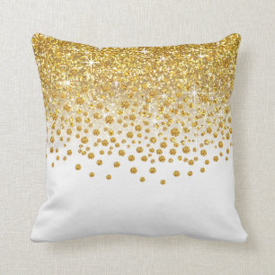 Coussin Douche Confetti Parties scintillant  blanc or