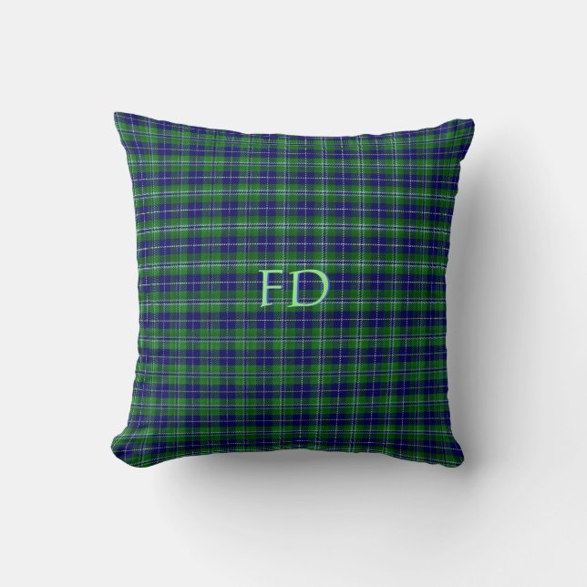 Coussin Douglas Official Tartan avec monogramme / nom (Recto)