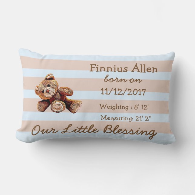 Coussin d'ours en peluche Brown et bleu personnali (Recto)