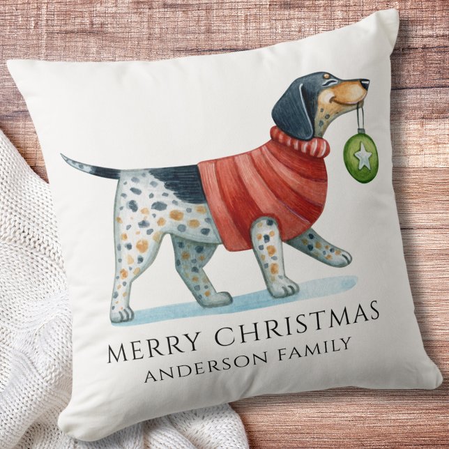 Coussin Doux de chien mignon Aquarelle Noël (Créateur téléchargé)