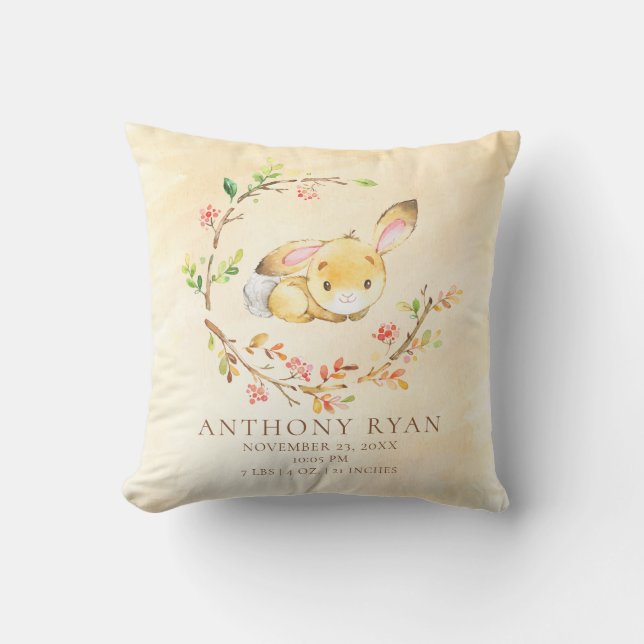 Coussin doux de stat de naissance de bébé de lapin (Recto)