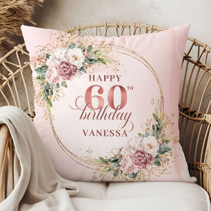 Coussin Doux Dusty Roseaux Aquarelle Cadeau 60e anniversai