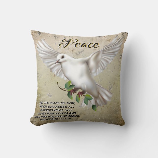 Coussin Dove de la paix Scripture personnalisée Verse (Recto)