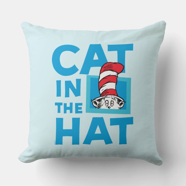 Coussin Dr Seuss | Chat dans le logo du Casquette (Recto)