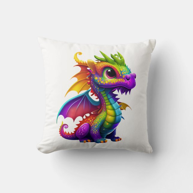 Coussin Dragon arc-en-ciel (Recto)