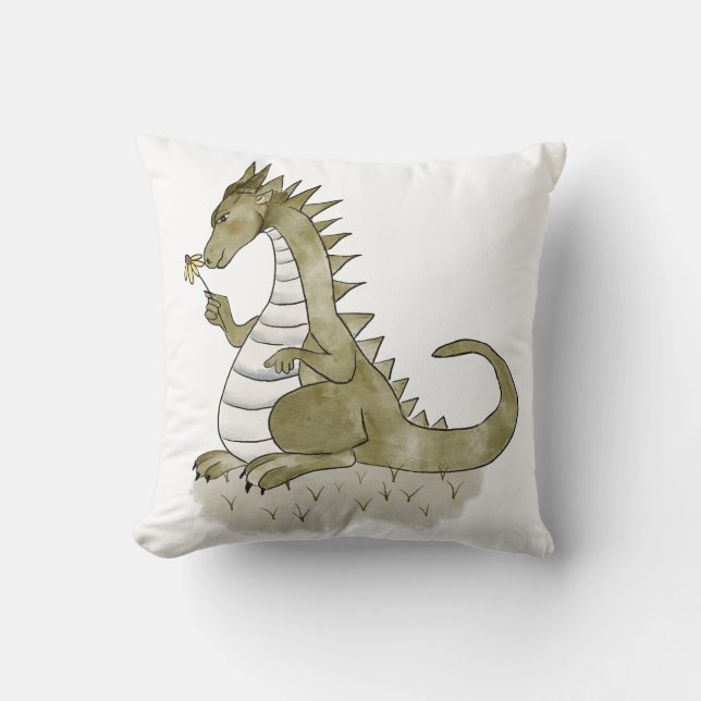 Coussin dragon avec fleur (Recto)