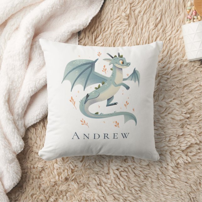 Coussin Dragon avec nom en monogramme pour chambre de garç (Couverture)