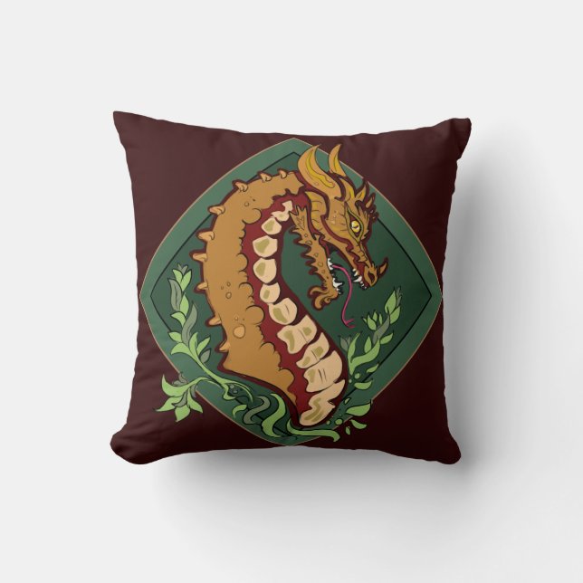 Coussin Dragon Brown stylisé (Recto)