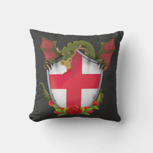 Coussin Dragon d'Angleterre et bouclier du drapeau anglais