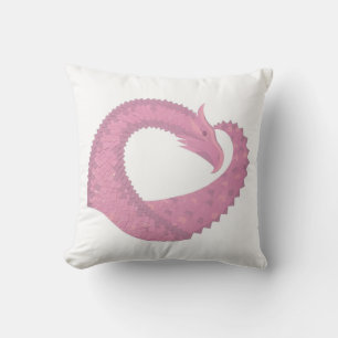 Coussin Dragon de coeur rose sur blanc