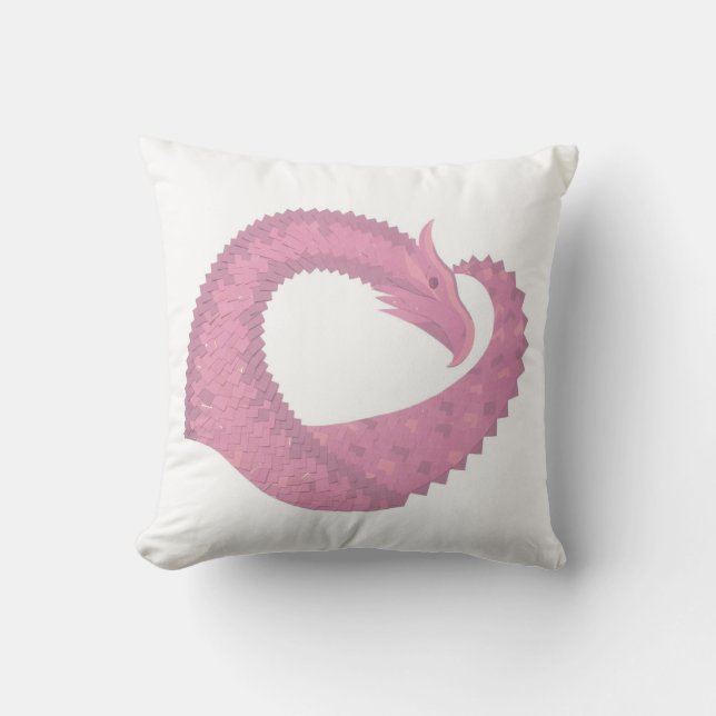 Coussin Dragon de coeur rose sur blanc (Recto)