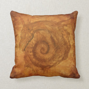 Coussin Dragon en spirale d'or