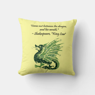 Coussin Dragon et sa colère Shakespeare King Lear Dessin