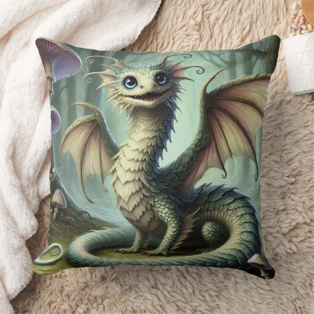 Coussin Dragon Jabberwocky Cute Imaginaire Créature Art (Couverture)