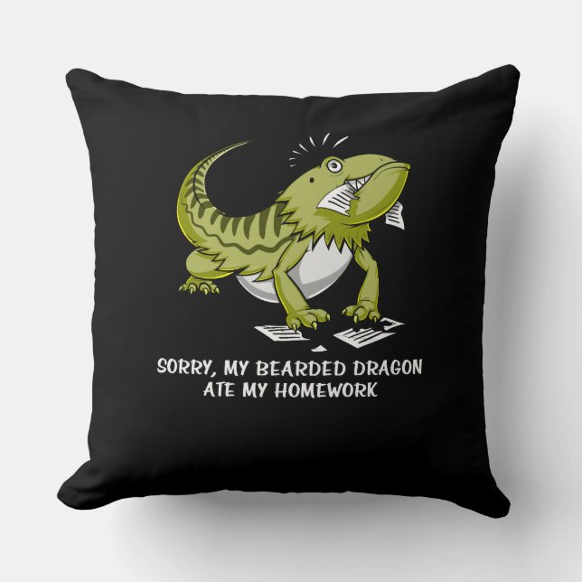 Coussin Dragon Lézard Étudiant À La Maison (Recto)