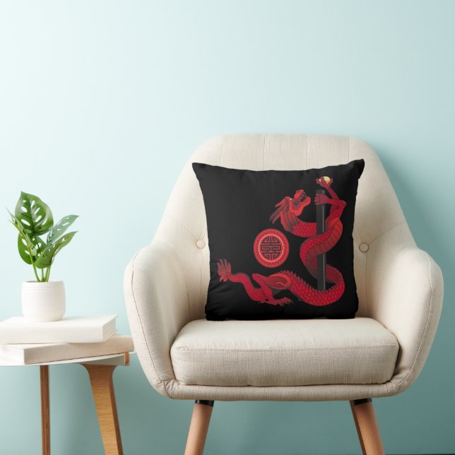 Coussin Dragon rouge (Chaise)