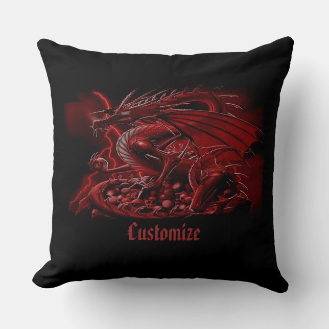 Coussin Dragon rouge personnalisé (Recto)