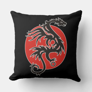 Coussin Dragon Sun - noir rouge blanc + vos idées