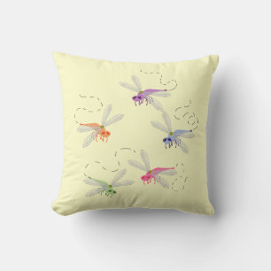 Coussin Dragonflies Whimsical Cartoon Art