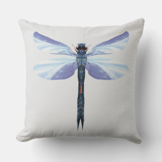 Coussin Dragonfly céleste - Plat d'art d'insectes bleu sur