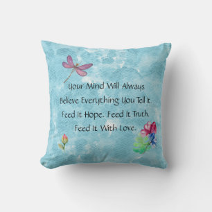Coussin Dragonfly Et Floral Aquarelle Laver
