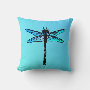 Coussin Dragonfly japonaise vintage, bleu turquoise