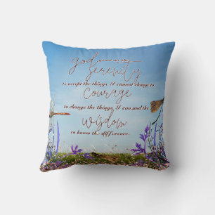Coussin Dragonfly Serenity Prière Faux Parties scintillant