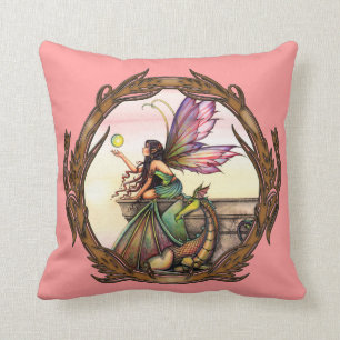 Coussin Dragon's Orbs Fairy and Dragon Throw Pillow