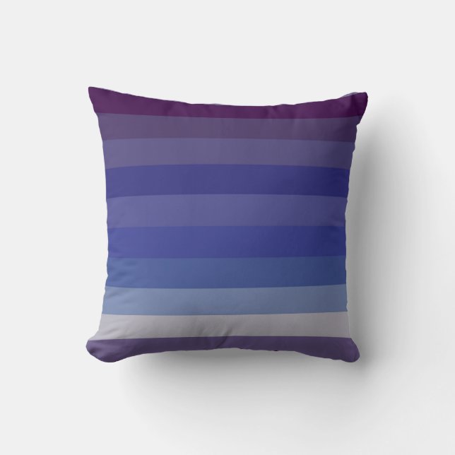 Coussin Dramatic Deep Blue & Burgundy Gradient Stripe Patt (Recto)