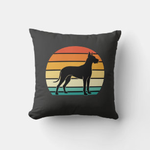 Coussin Drame danois Rétro Coucher de soleil Chien Silhoue