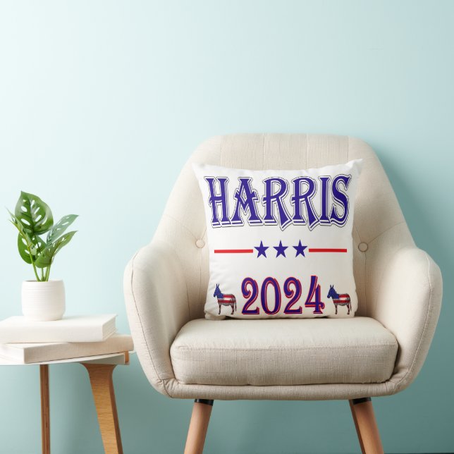 Coussin Drapeau américain Harris 2024 Pres Democrat Donkey (Chaise)